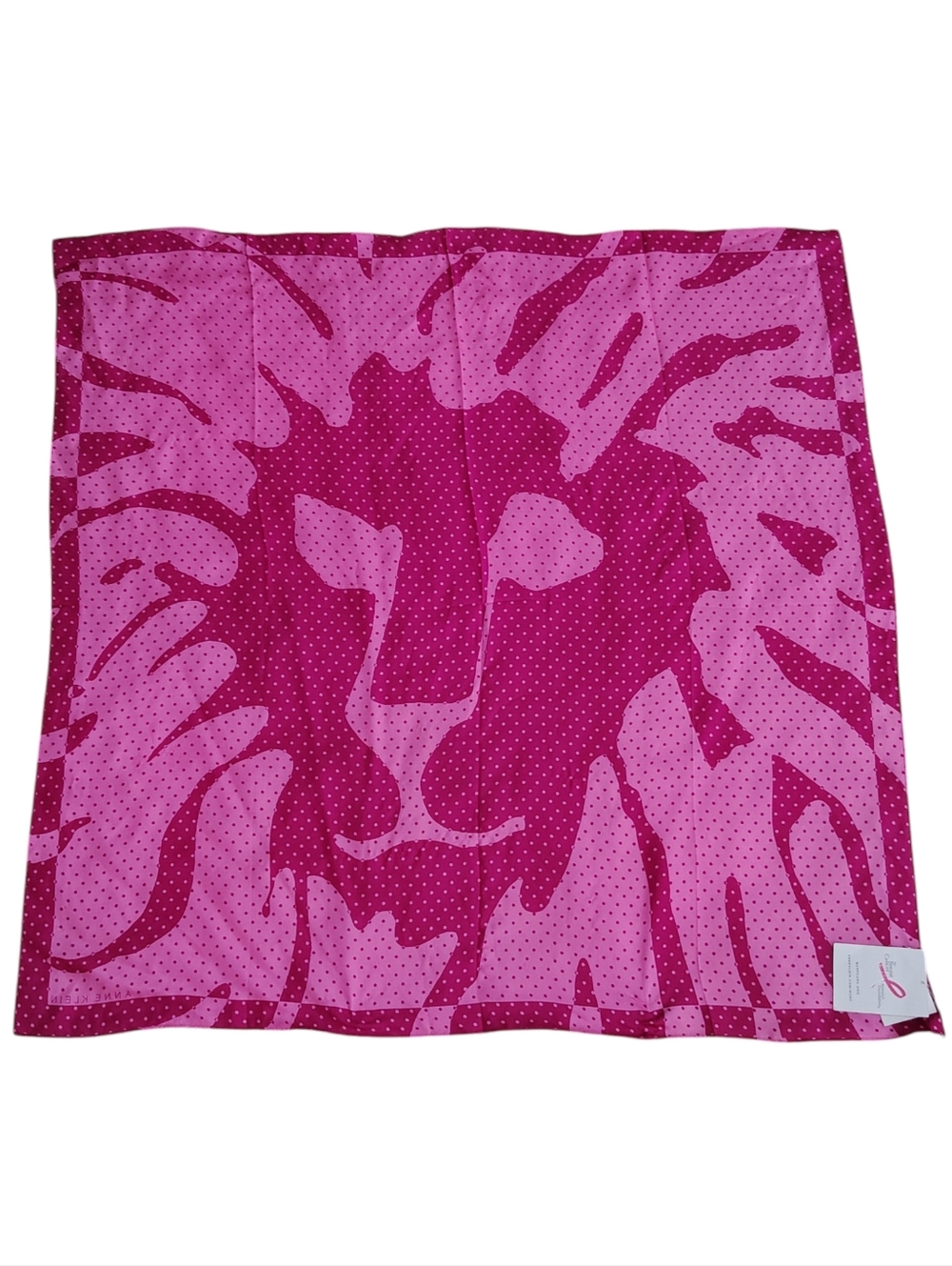 NWT Anne Klein 100% Silk Polka Dot Lion Scarf Breast Cancer Awareness